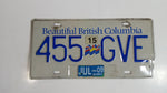 Beautiful British Columbia White with Blue Letters Vehicle License Plate 455 GVE