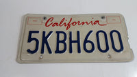 1996-97 California in Red on White with Blue Letters Vehicle License Plate 5KBH600