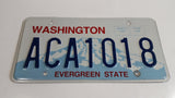 2010 + Washington "Evergreen State" in Red on White and Blue Mountain Backdrop with Blue Letters Vehicle License Plate ACA1018