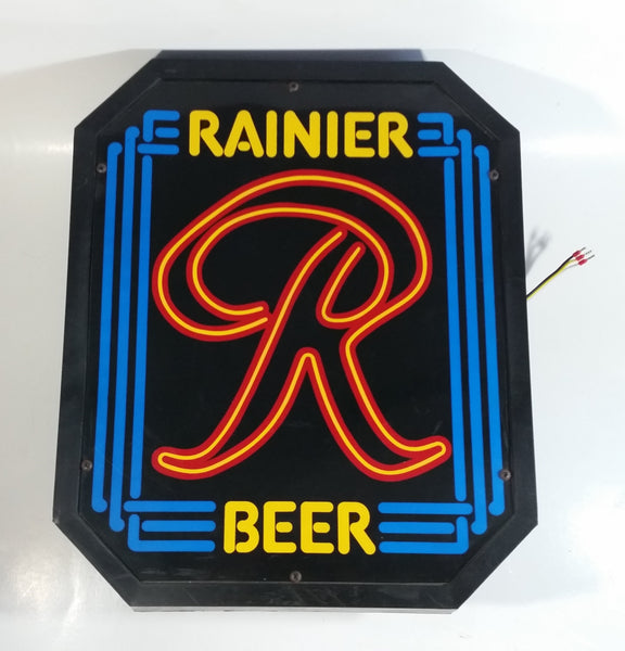 Vintage Rainier Beer Illuminated Light Up Plastic Sign 13" x 15 1/2" Tested and Working, but needs plug