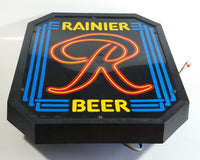 Vintage Rainier Beer Illuminated Light Up Plastic Sign 13" x 15 1/2" Tested and Working, but needs plug
