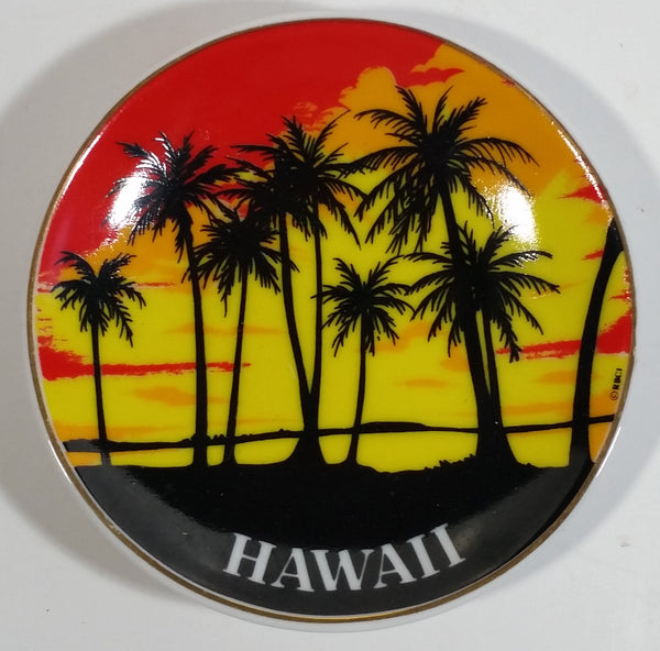 Hawaii Palm Trees and Sunset 3 1/4" Diameter Porcelain Collector Plate
