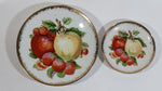 Set of 2 Vintage Giftcraft Apple and Strawberry Themed "4 and 6" Diameter Gold Trimmed Decorative Plates