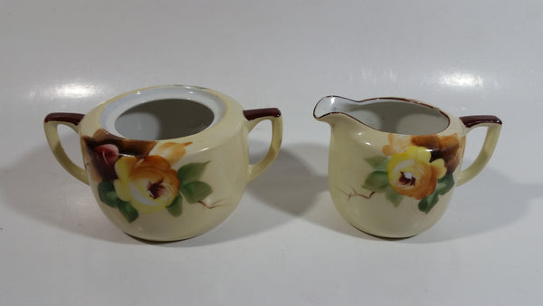 Antique Noritake Hand Painted Sugar Bowl and Creamer Porcelain Tea Ware