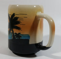 Hawaii Tropical Island Palm Tree Sunset Raised Relief Coffee Mug