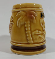 Hawaii Hula Girl Palm Trees Pineapples Ceramic Raised Relief Miniature 2 3/8" Tall Beer Stein Shaped Shot Glass