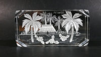 1984 South Seas Spec. Hawaii 3D Laser Engraved Clear Resin Lucite Paperweight Souvenir Travel Collectible