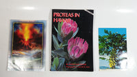 Hawaii Paper Lot: "Growing Papaya" Postcard, "Hawaiian Astrology Aries-Ka Mua" Greeting Card, and Proteas In Hawaii Flower Book by Angela Kay Kepler