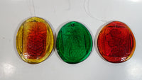 Beautiful Depression Glass Red Flower, Green Palm Tree, Yellow Pineapple Themed Wall Hangings Set of 3