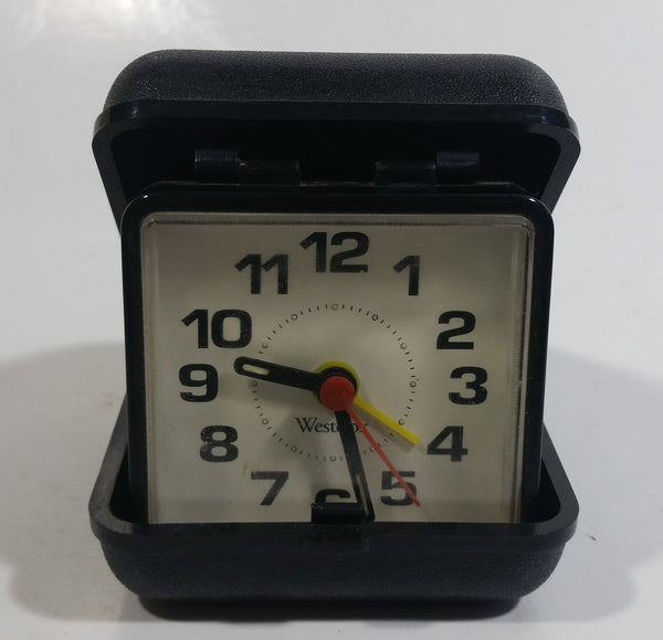 1990s Westclox Travel Alarm Clock Black Plastic Cased
