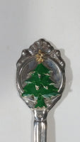 3D Green Christmas Tree with Gold Star Silver Plated Steel Metal Spoon