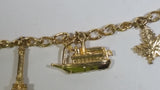 Niagara Falls Canada RCMP Maple Leaf Boat Charm Gold Tone 6" Long Bracelet Travel Souvenir