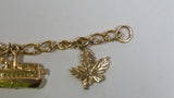 Niagara Falls Canada RCMP Maple Leaf Boat Charm Gold Tone 6" Long Bracelet Travel Souvenir