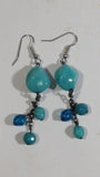 Blue Beaded Dangle Hanging Earrings
