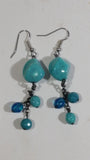 Blue Beaded Dangle Hanging Earrings