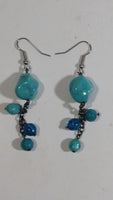 Blue Beaded Dangle Hanging Earrings