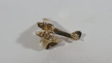 Airplane Plane Bi-Wing Shaped Gold Tone Metal Pin