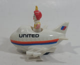 1991 McDonald's Ronald McDonald in United Airlines White Jumbo Jet Airplane Toy Vehicle