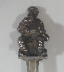 Old Man Sitting and Drinking Figural Silver Plate Souvenir Spoon
