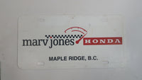 Marv Jones Honda Maple Ridge, B.C. Dealership Plastic Vanity License Plate
