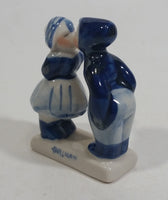 Vintage Delft Blue Holland Dutch Boy and Girl Kissing Hand Painted Ceramic Figurine