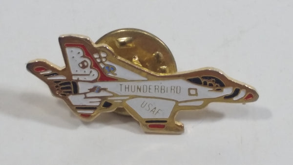 United States Air Force USAF Thunderbird Fighter Jet Airplane Plane Shaped White Enamel Metal Pin