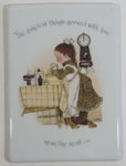 Vintage 1980s Holly Hobbie "The Simplest Things Served With Love Mean The Most" Porcelain Wall Plaque Hanging