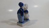 Vintage Delft Blue Holland Dutch Boy and Girl Kissing Hand Painted Ceramic 4 1/2" Tall Figurine