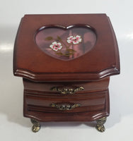 Vintage 1976 Gunther Mele Flower Design Pink Fabric Wooden Jewelry Box