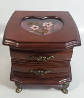 Vintage 1976 Gunther Mele Flower Design Pink Fabric Wooden Jewelry Box