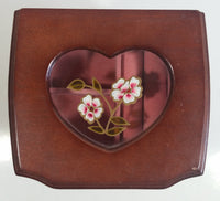 Vintage 1976 Gunther Mele Flower Design Pink Fabric Wooden Jewelry Box