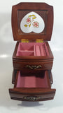 Vintage 1976 Gunther Mele Flower Design Pink Fabric Wooden Jewelry Box