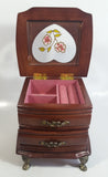 Vintage 1976 Gunther Mele Flower Design Pink Fabric Wooden Jewelry Box