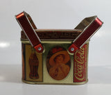 1988 Coca Cola Coke Soda Pop Vintage Advertising Themed Picnic Basket Shaped Tin Metal Container with Handles