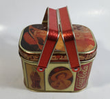 1988 Coca Cola Coke Soda Pop Vintage Advertising Themed Picnic Basket Shaped Tin Metal Container with Handles