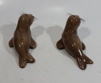 Brown Seal Shaped Ceramic Salt and Pepper Shakers