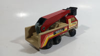 Vintage Early 1980s Tonka Crane Boom Truck Red and Beige Pressed Steel Toy Car Vehicle Collectible