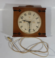 Vintage Westclox Country Time Barn Door Brown Electric Plug In Wall Clock - Working