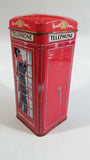 Russel Stover English Caramels 7" Tall Red British London England Phone Booth Shaped Tin Metal Coin Bank Canister