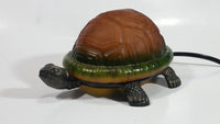 Amber Glass Shelled Bronze Finish Turtle Lamp