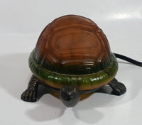 Amber Glass Shelled Bronze Finish Turtle Lamp