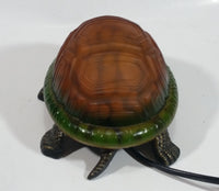 Amber Glass Shelled Bronze Finish Turtle Lamp