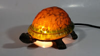 Amber Glass Shelled Bronze Finish Turtle Lamp