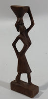Vintage Man Carrying Container On Head 6 1/2" Tall Wood Carving