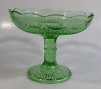 Vintage Green Depression Glass Pedestal Style Candy Dish