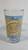 2012 Fox Family Guy Stewie Cartoon Character "You Will Bow To Me!" 6" Tall Glass Cup