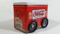 Drink Coca-Cola In Bottle 5 Cents Coke Trailer Shaped Tin Metal Container with Rolling Wheels