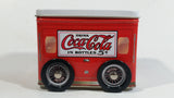 Drink Coca-Cola In Bottle 5 Cents Coke Trailer Shaped Tin Metal Container with Rolling Wheels
