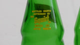 Vintage 1950s Squirt Soda Pop "Never An After Thirst" Green Glass Miniature Soda Pop Bottle Salt and Pepper Shaker Set