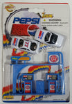 1990s Golden Wheel Special Edition Pepsi Team Racer #77 Die Cast Toy Race Car Vehicles with Gold Gas Blue Gas Station Pumps New in Package